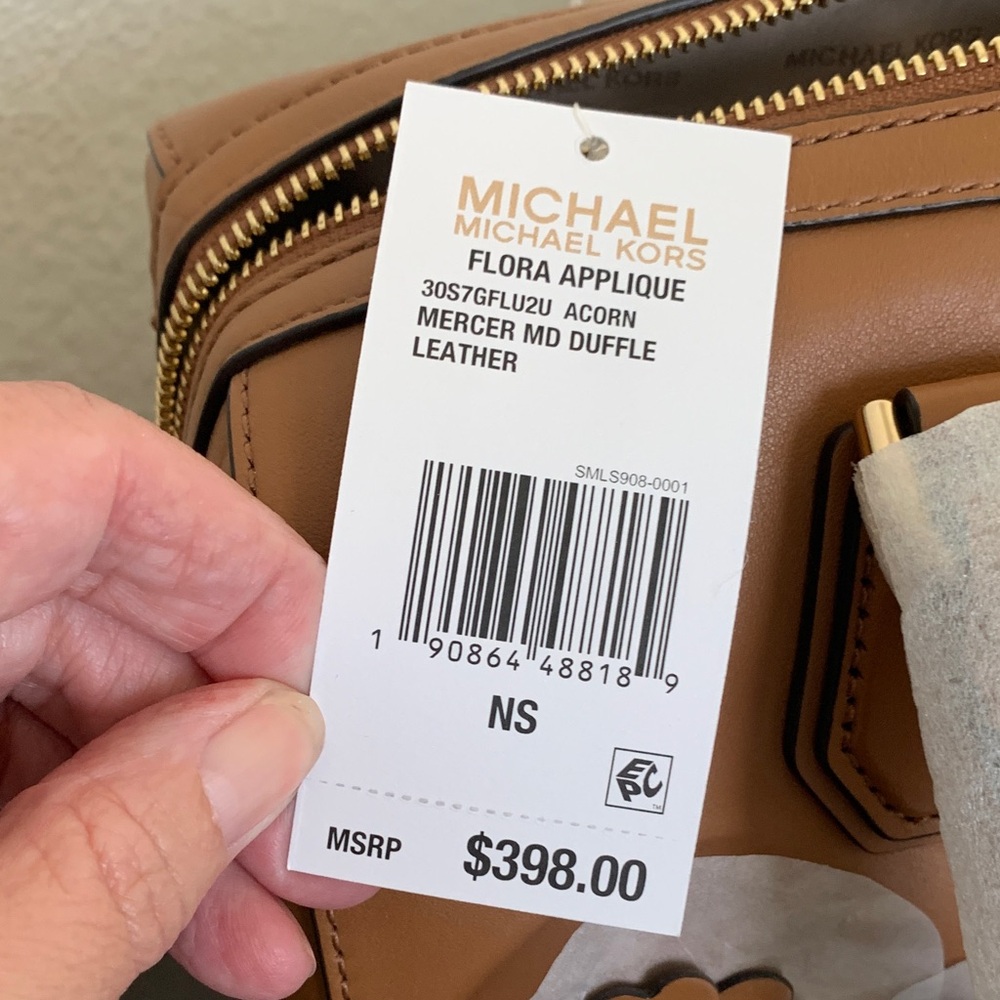 Michael Kors Brown Satchel with Gold Floral Details - Picture 9 of 16